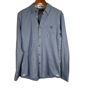 Ted Baker Mens Shirt Size 4 Large Blue Long Sleeve Contrast Trim Quiet Luxury